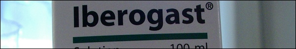 Iberogast logo on the front of the box. Iberogast logo on the front of the box.