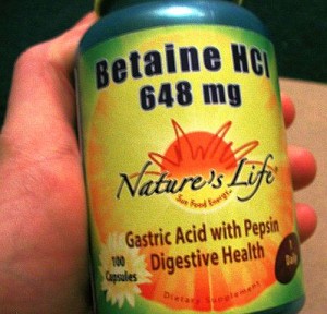 Bottle Of Nature's Life Betaine HCL